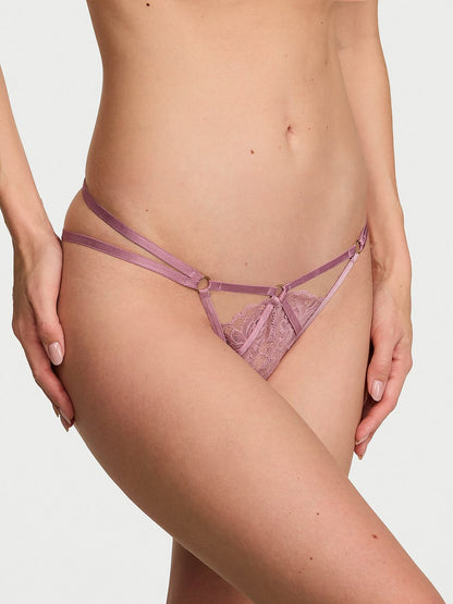 Denim Mesh Ruffled String Thong Panty