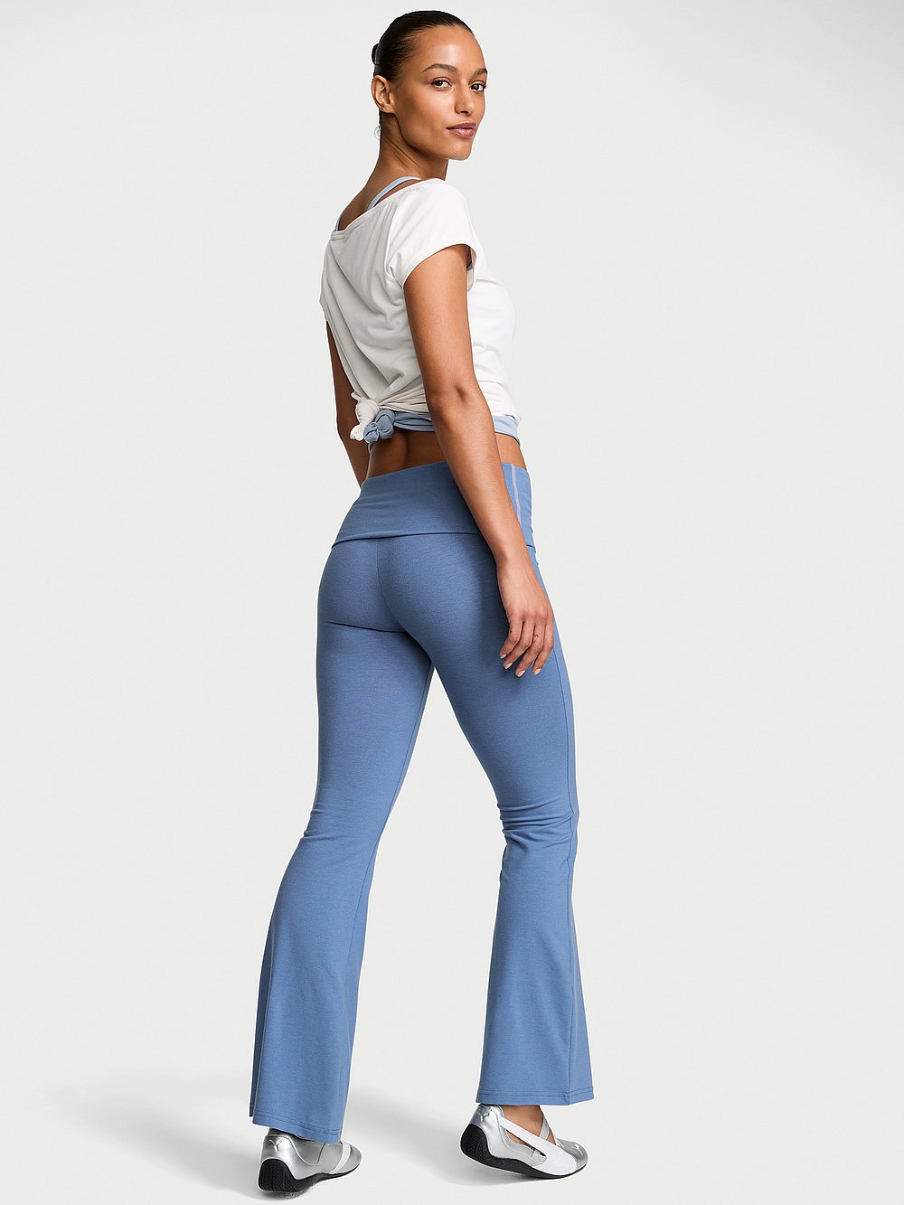 Cotton Foldover Flare Legging