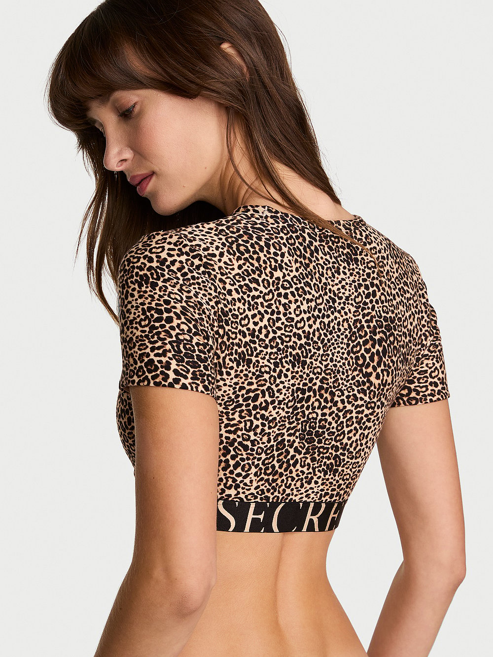 Cotton Short-Sleeve Bralette Crop Top