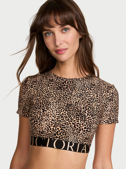 Cotton Short-Sleeve Bralette Crop Top