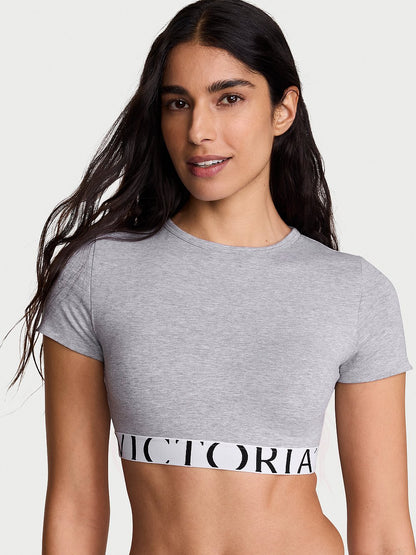 Cotton Short-Sleeve Bralette Crop Top