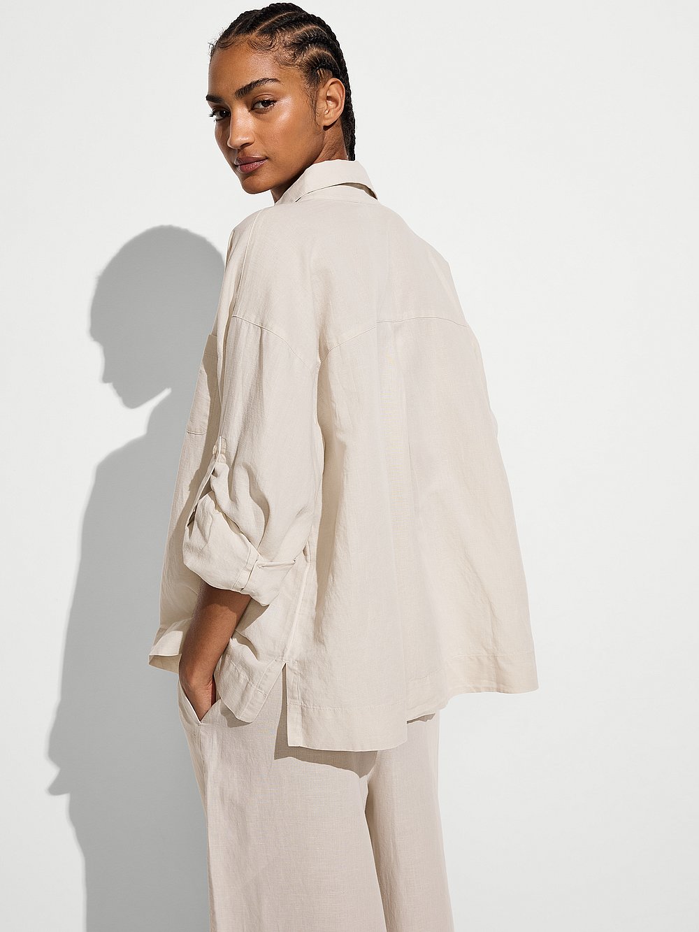 Beachwear Linen Boxy Long-Sleeve Shirt