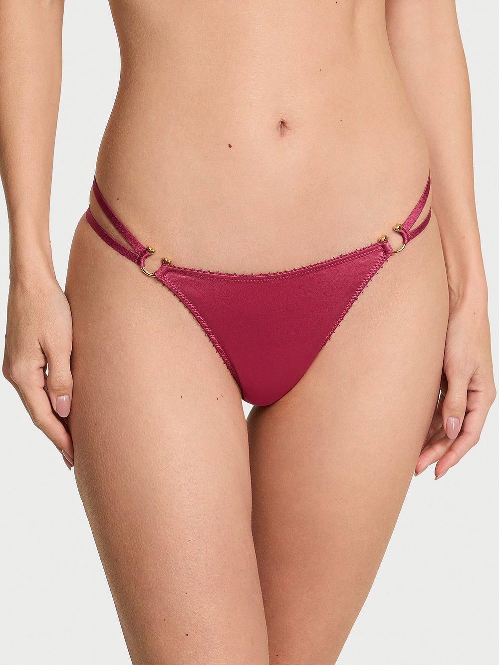 Denim Mesh Ruffled String Thong Panty