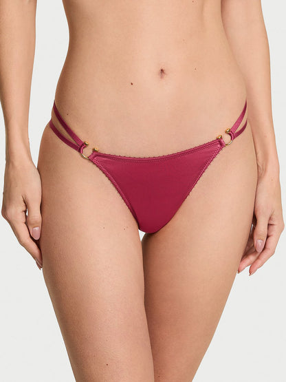 Denim Mesh Ruffled String Thong Panty