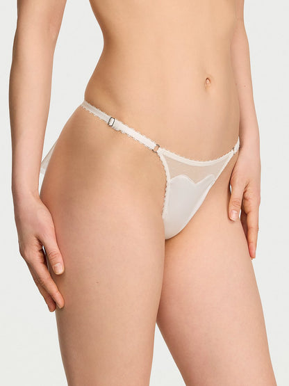 Tease Strappy Heart Embroidery Peekaboo V-String Panty