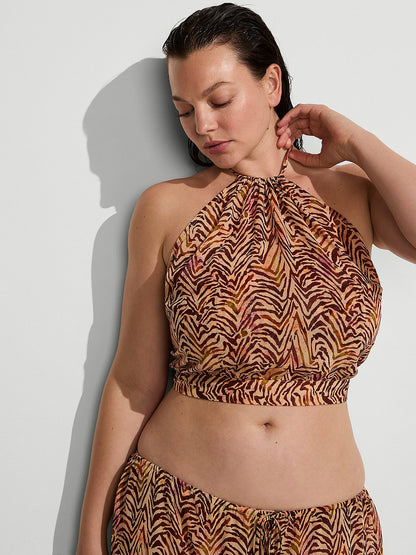 Beachwear Sheer Crinkle Halter Top