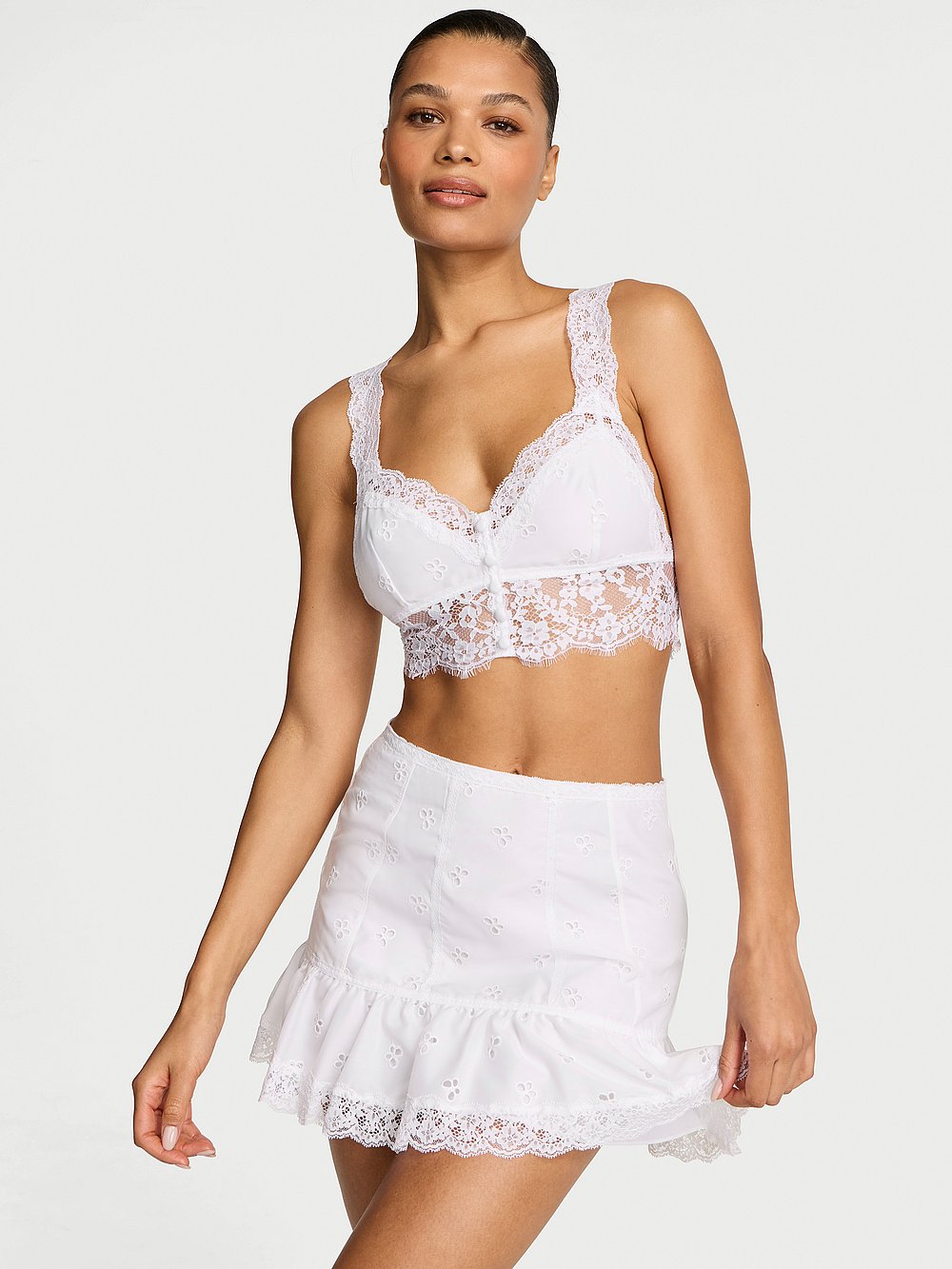 Butterflies Eyelet Ruffled Skirt