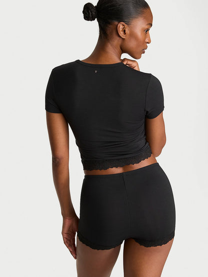 SoSoft™ Modal Lace-Trim Tee & Shortie Set