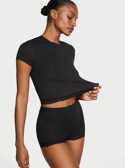 SoSoft™ Modal Lace-Trim Tee & Shortie Set