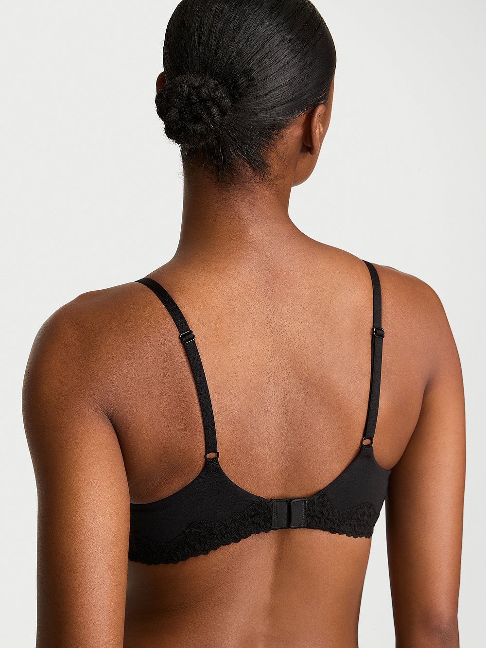 Cotton Shadow Stripe Lace-Trim Balconette Bra