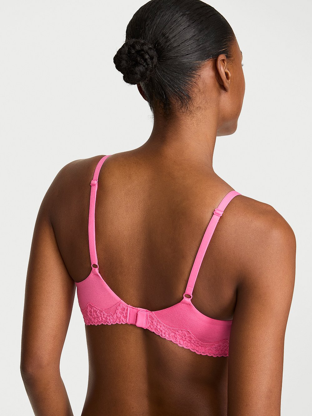 Cotton Shadow Stripe Lace-Trim Balconette Bra