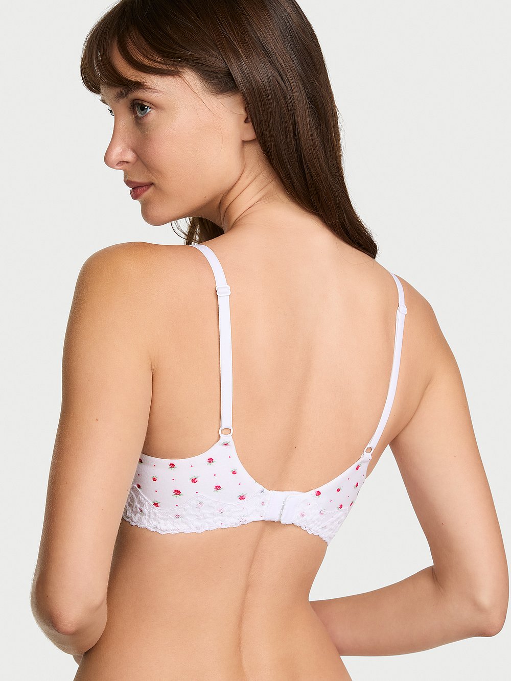 Cotton Shadow Stripe Lace-Trim Balconette Bra