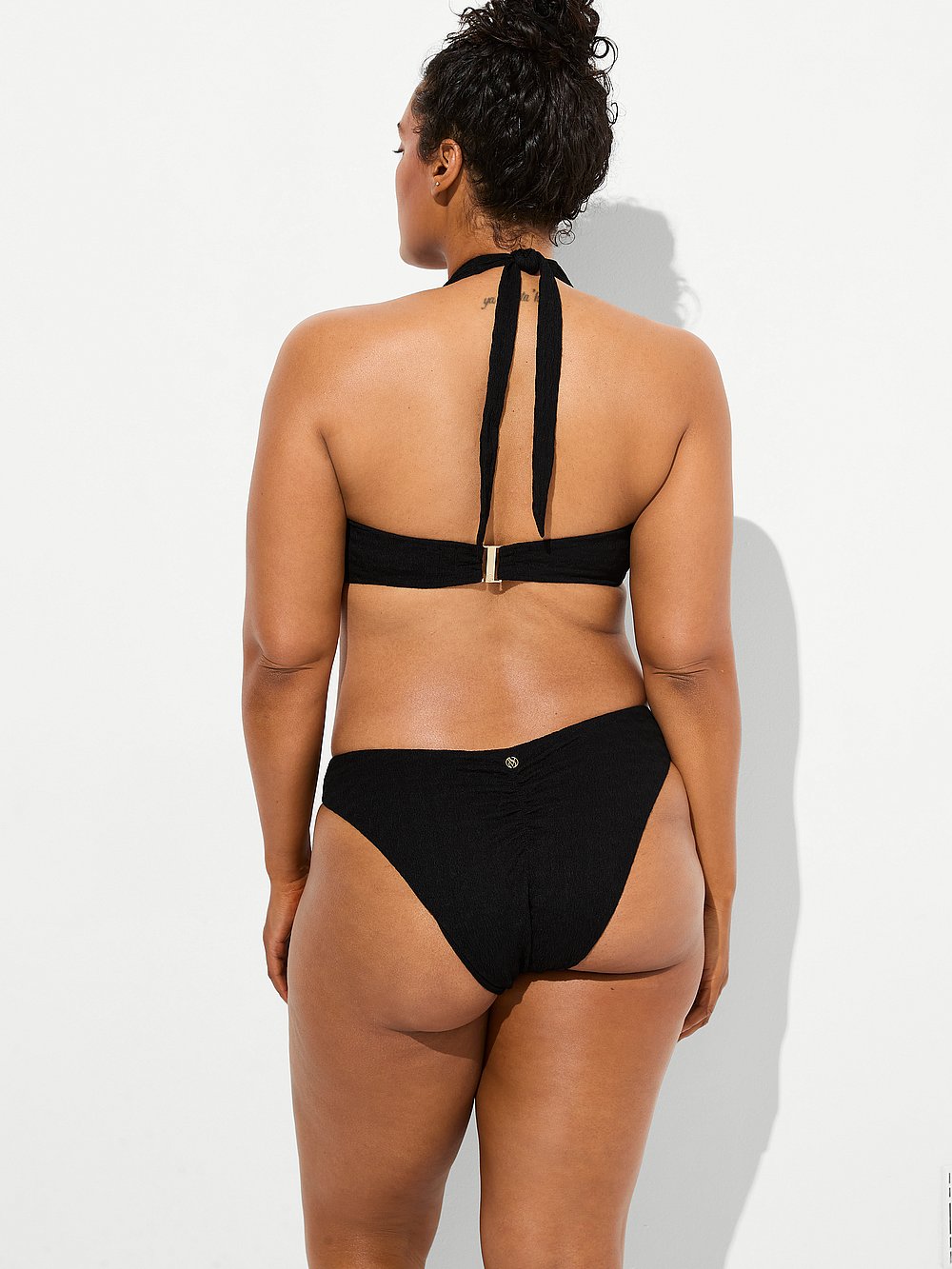 Beach Hoops Textured Jacquard Halter Bikini Top