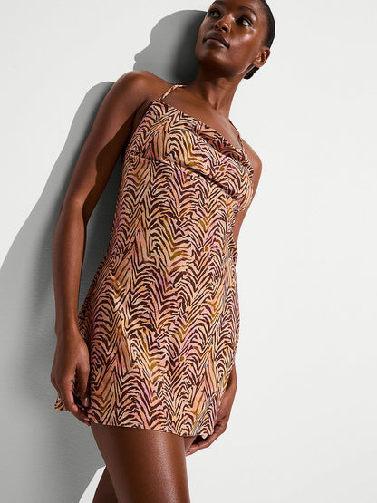 Beachwear Shimmer Cowl-Neck Mini Dress