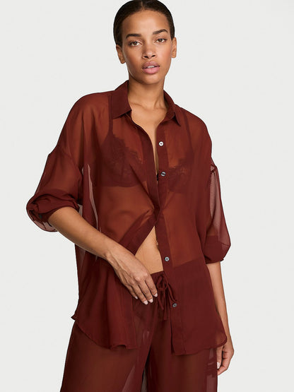 Chiffon Button-Front Shirt