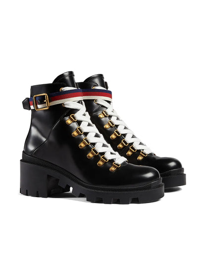 Leather ankle boot with Sylvie Web