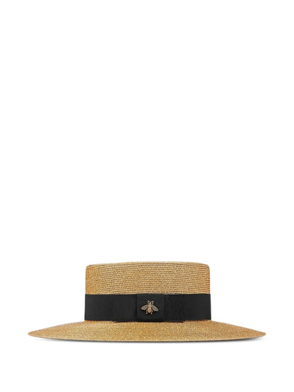 bee-detail lamé hat