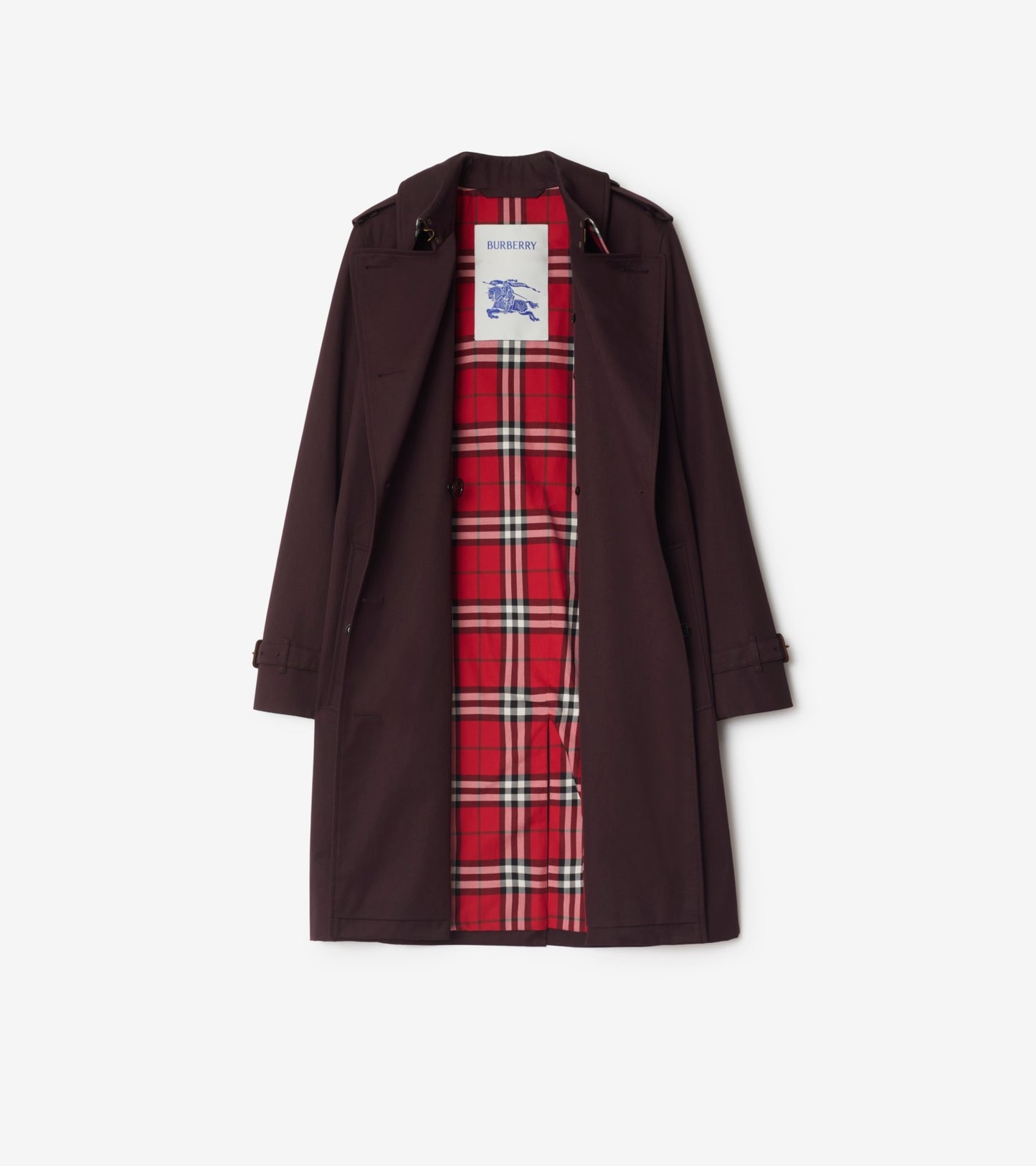 Mid-length Gabardine Kensington Trench Coat in Wine red