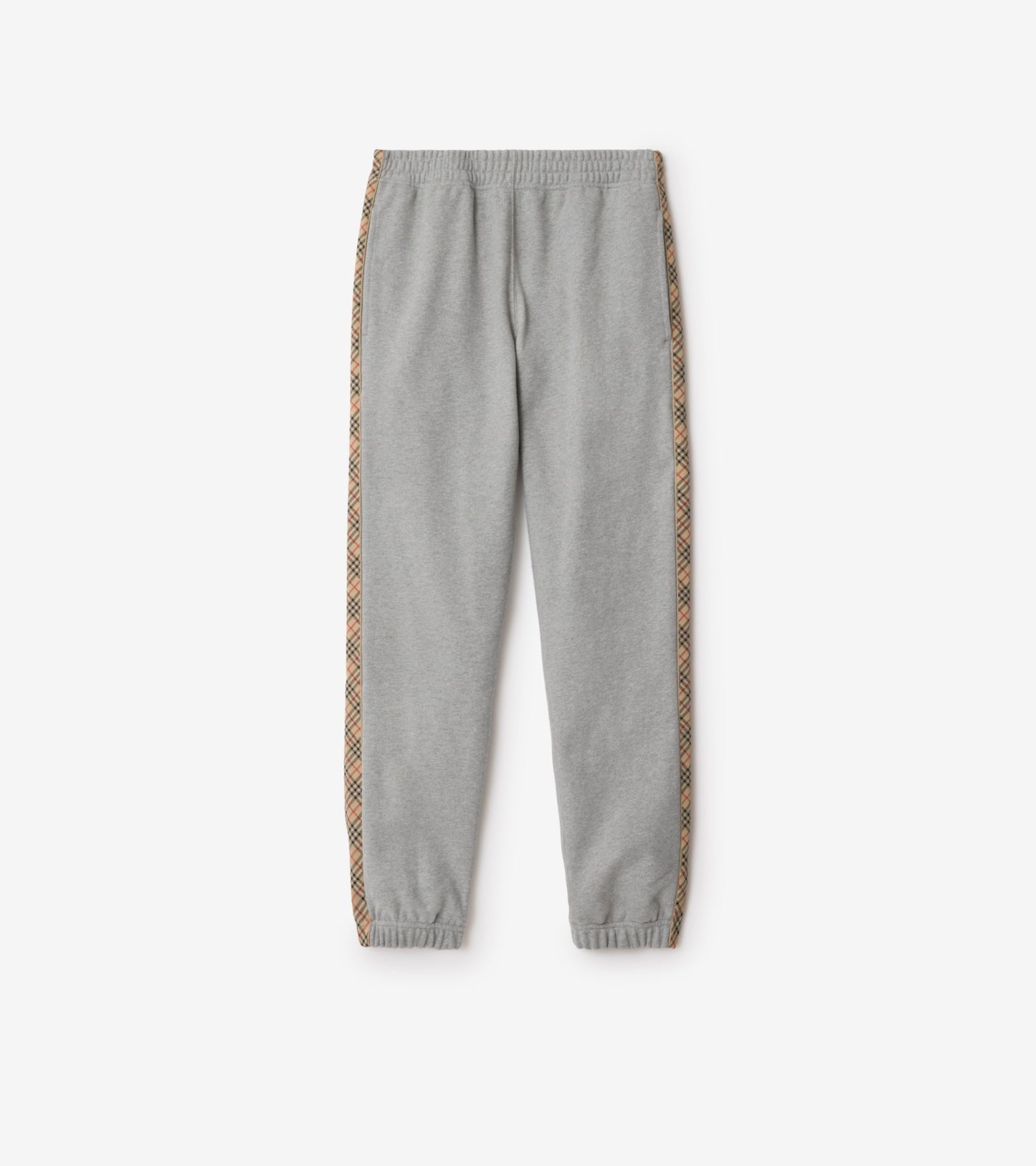 Check Trim Cotton Jogging Pants in Navy