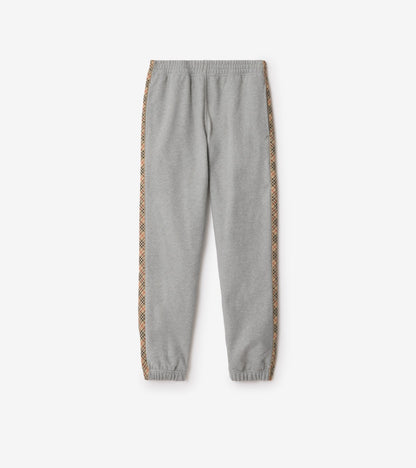 Check Trim Cotton Jogging Pants in Navy