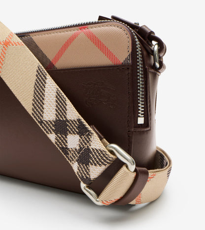 Pop Check Crossbody Bag in Peat brown/sand beige