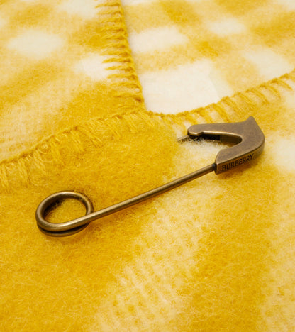 Check Wool Hooded Scarf in Pear yellow