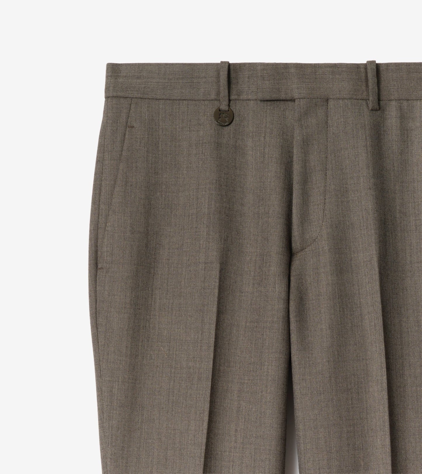 Sharkskin Wool Tailored Trousers in Soil brown/calico beige