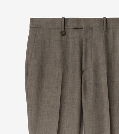 Sharkskin Wool Tailored Trousers in Soil brown/calico beige