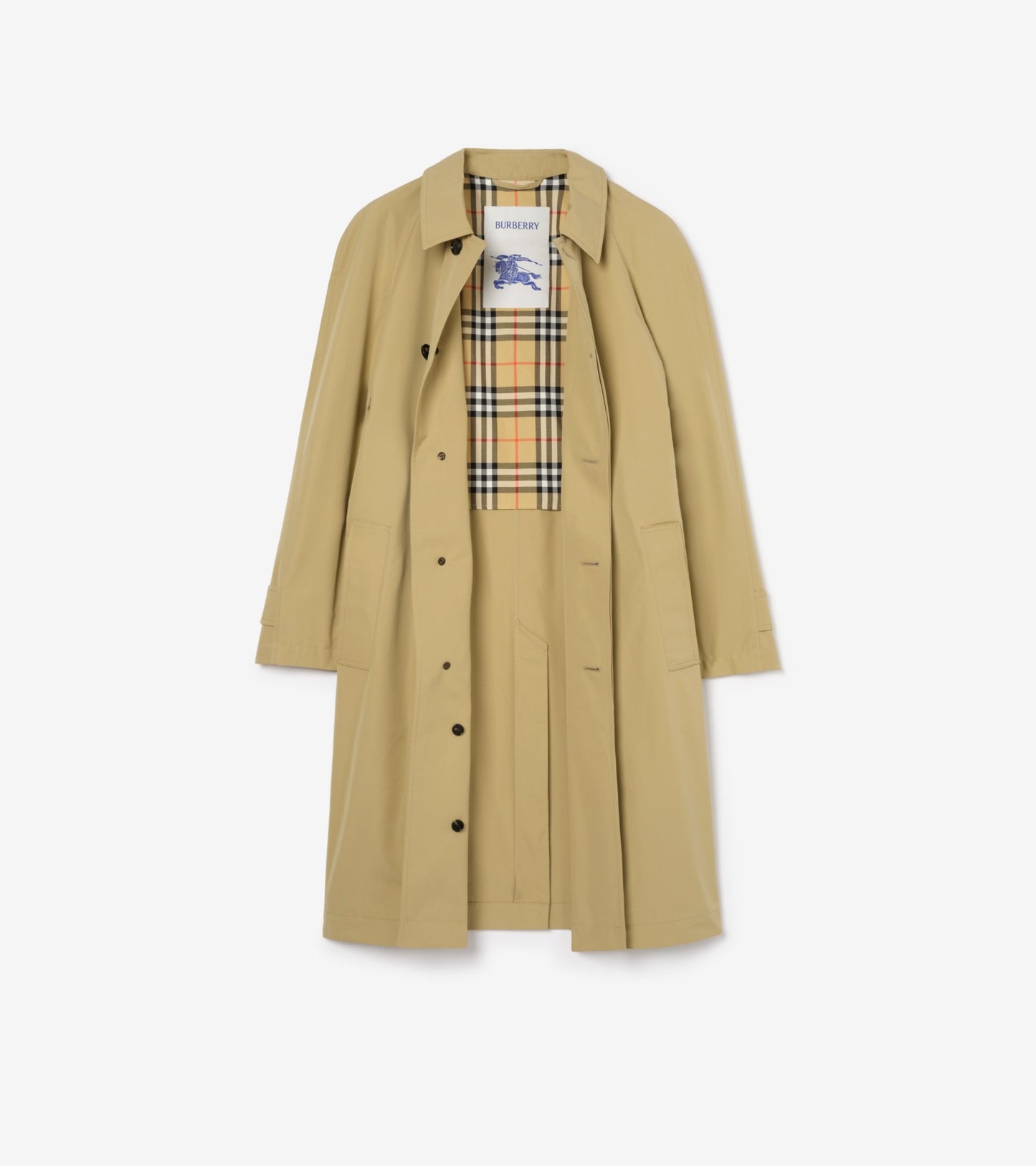 Long Cotton Car Coat in Hamper beige
