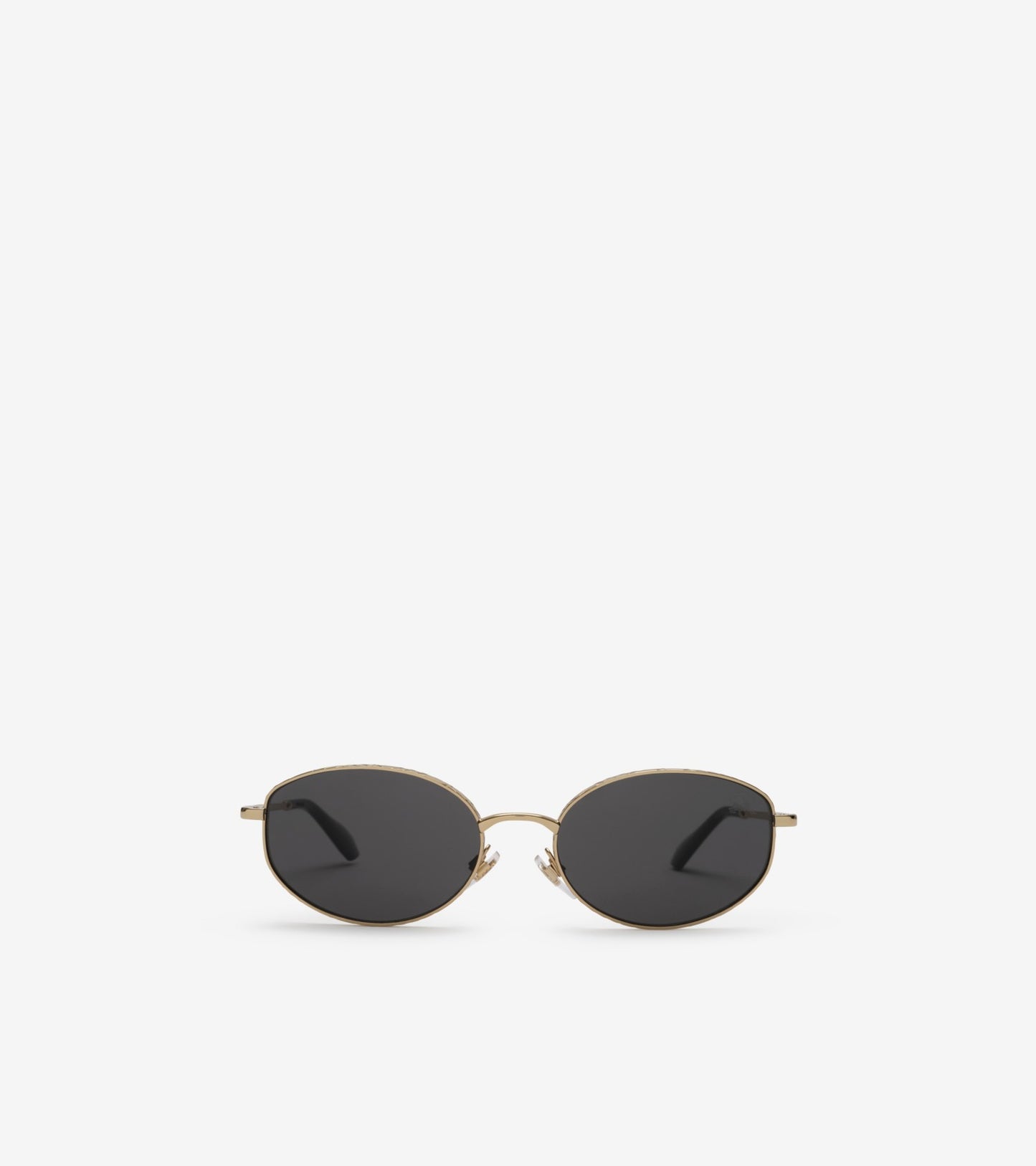 Metal Check Oval Sunglasses in Light gold