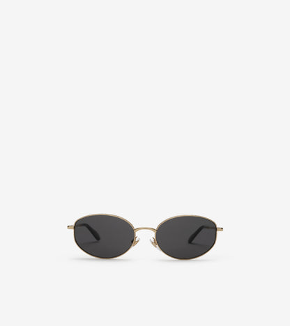 Metal Check Oval Sunglasses in Light gold