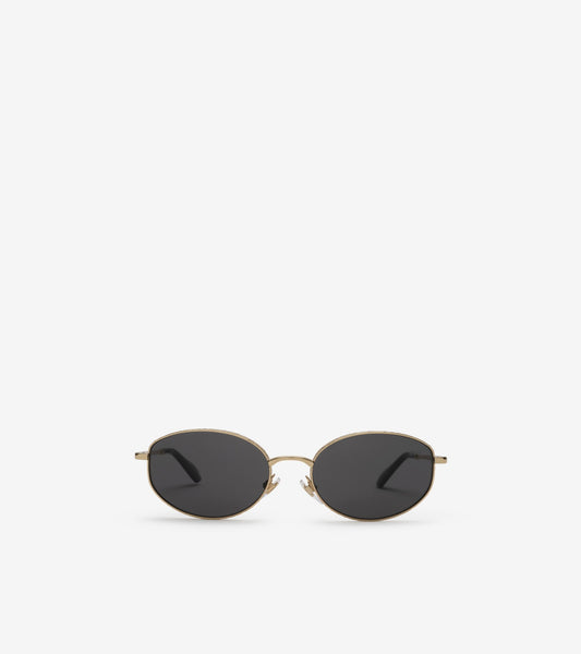 Metal Check Oval Sunglasses in Light gold