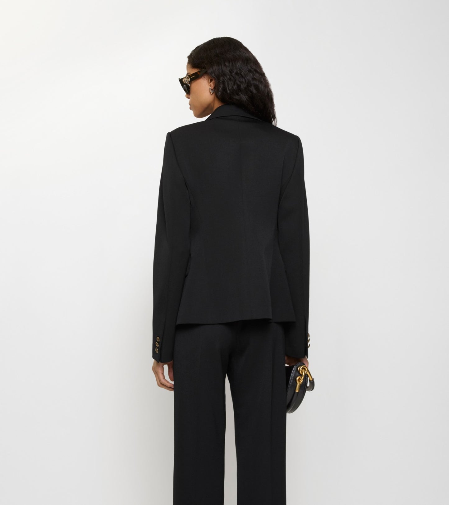 Grain de Poudre Wool Tailored Jacket in Black