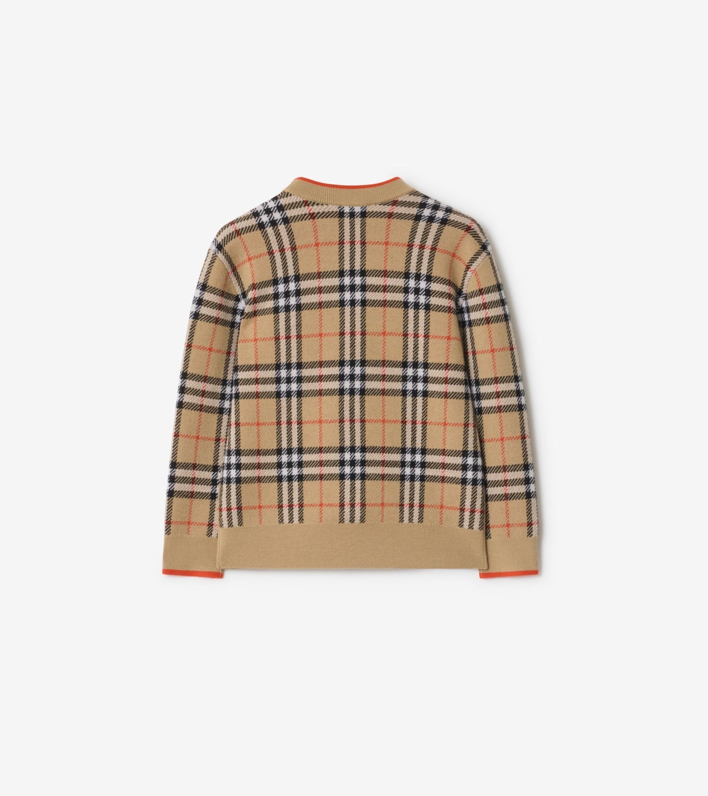 Check Wool Cardigan in Sand beige