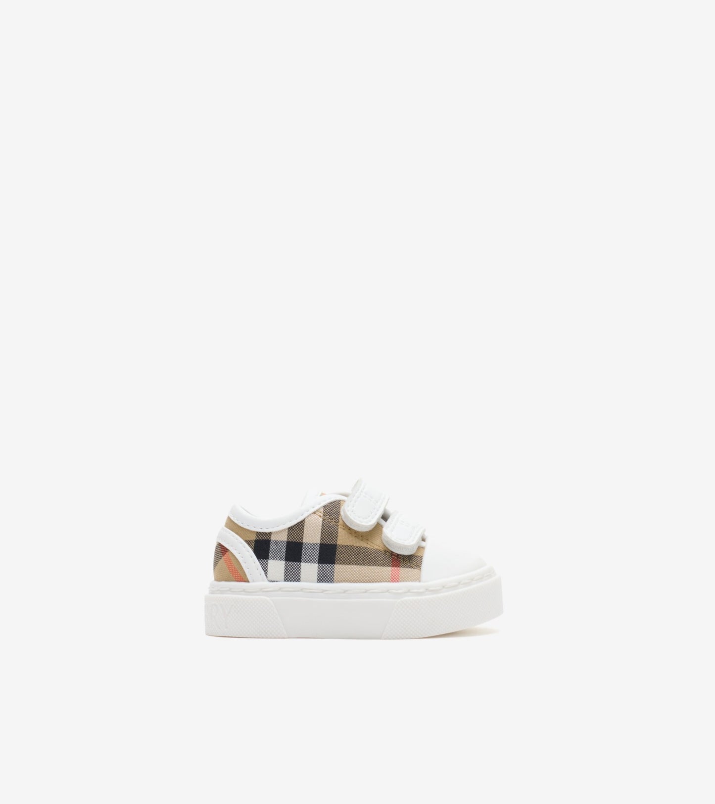 Check Cotton Sneakers in Sand beige - Children