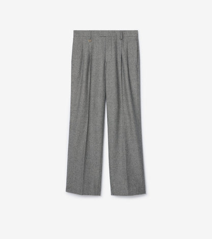 Puppytooth Check Wool Tailored Trousers in Titanium grey/black