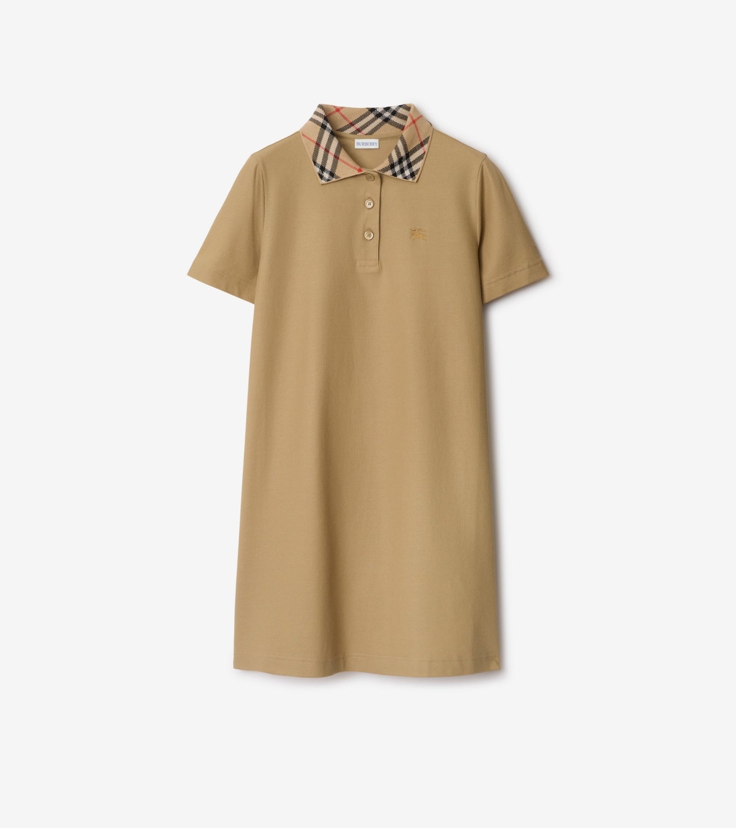 Check Collar Cotton Polo Shirt Dress in Posy pink