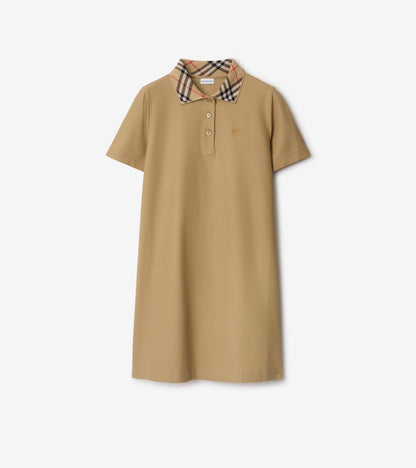 Check Collar Cotton Polo Shirt Dress in Posy pink
