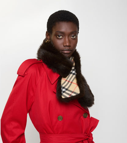 Reversible Shearling Scarf in Sand beige