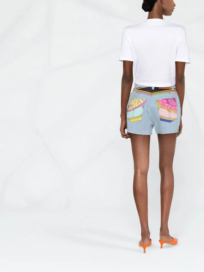 Versace embellished-logo safety-pin T-shirt