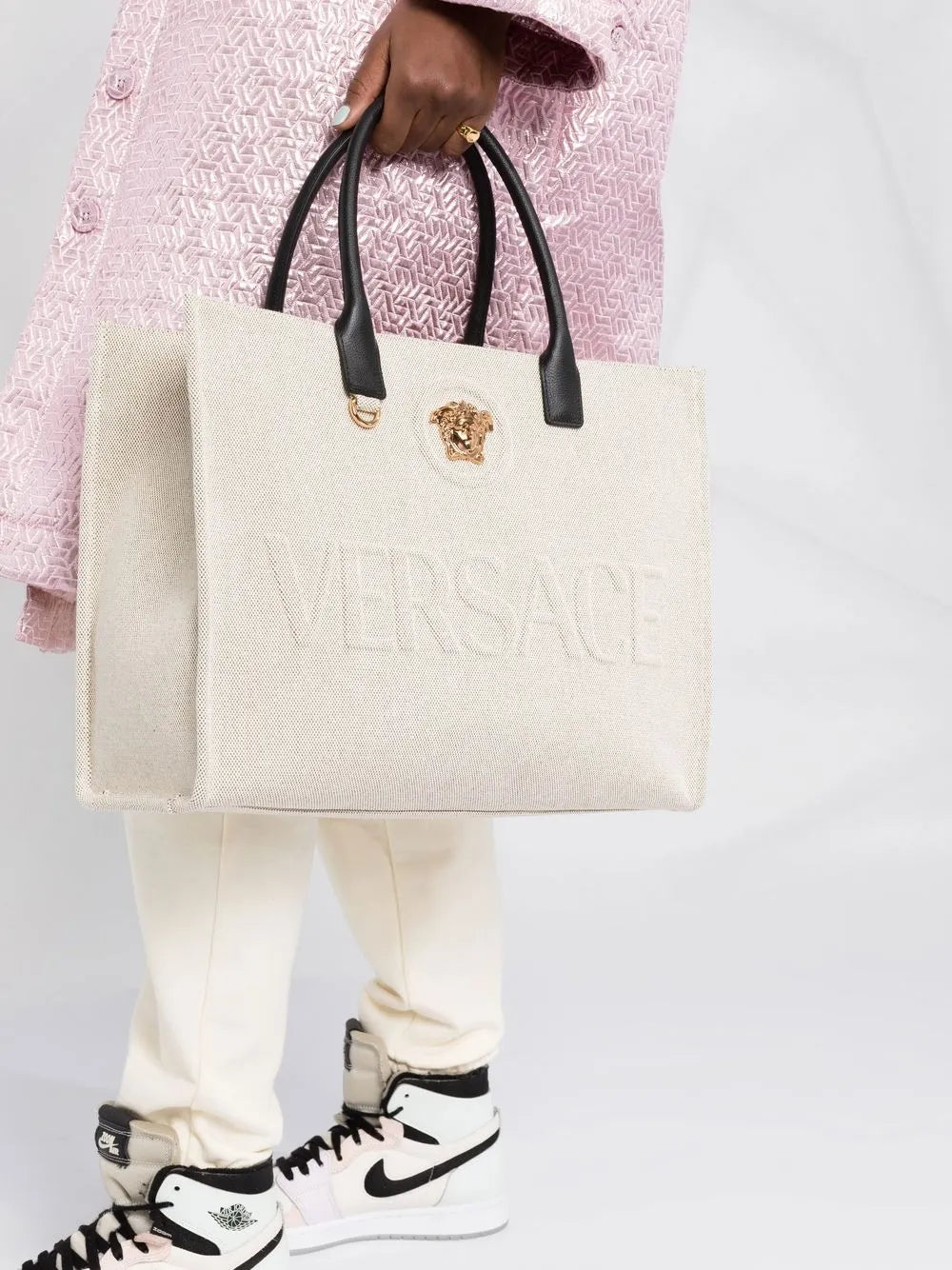 Versace Large La Medusa Canvas Tote Bag