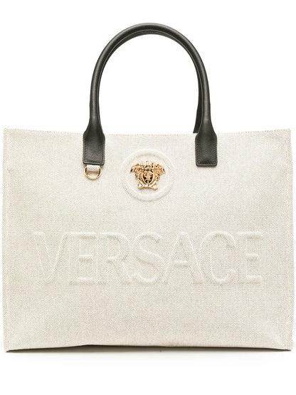 Versace Large La Medusa Canvas Tote Bag