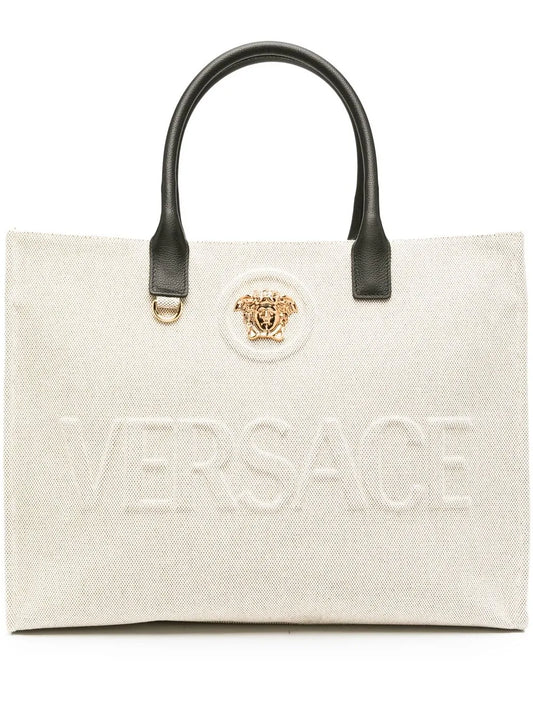 Versace Large La Medusa Canvas Tote Bag