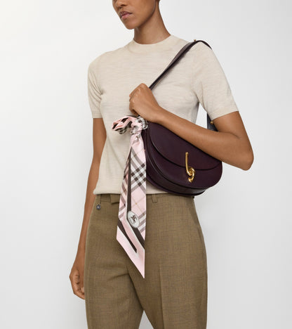 Skinny Check Silk Scarf in Bow pink