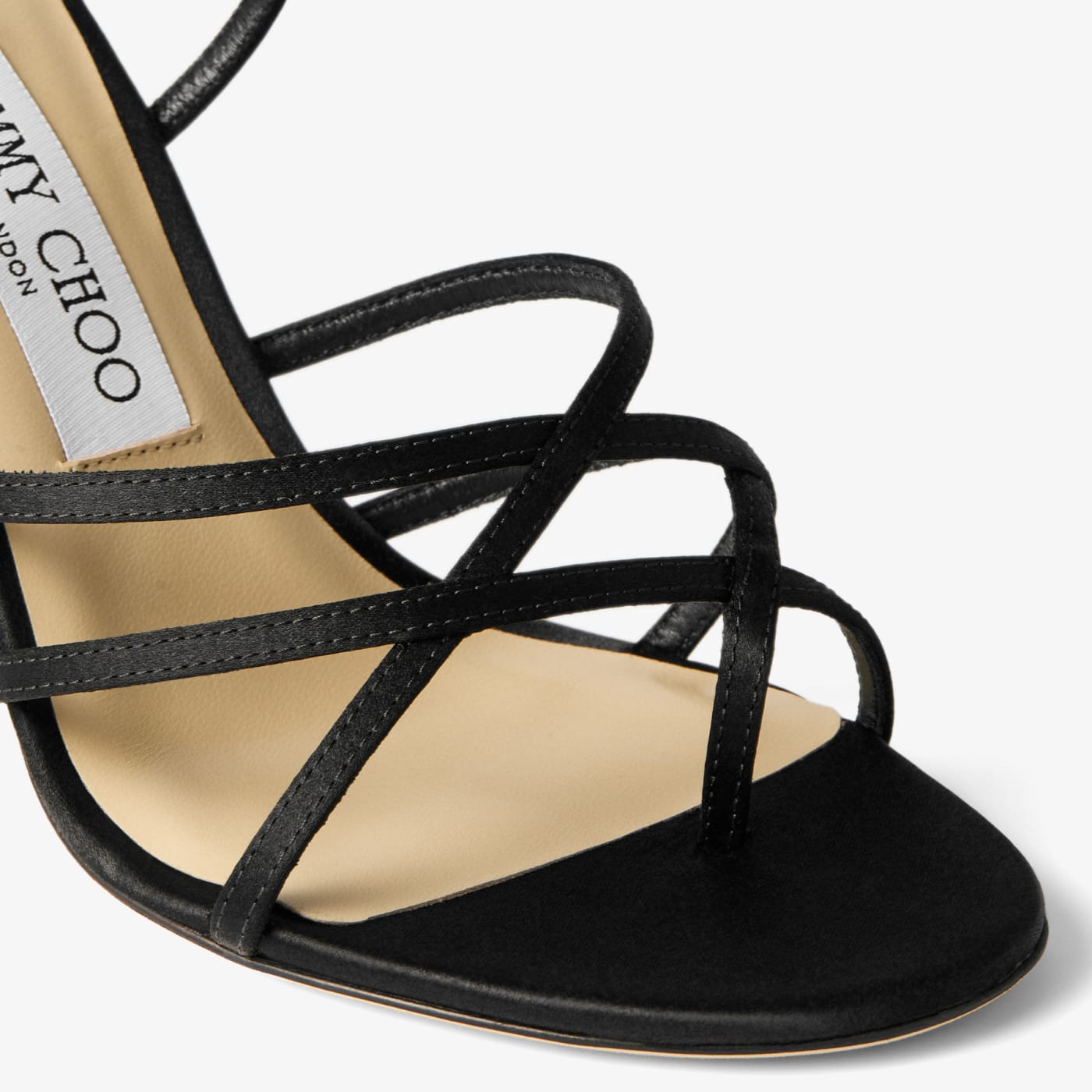 Strappy Black Satin Sandal