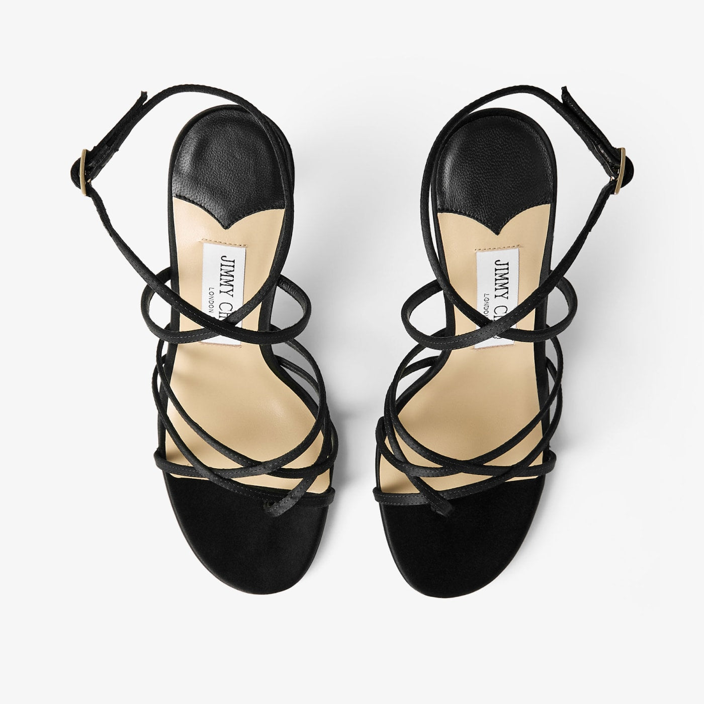 Strappy Black Satin Sandal