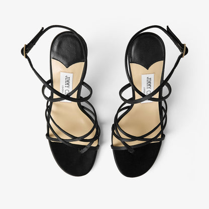 Strappy Black Satin Sandal