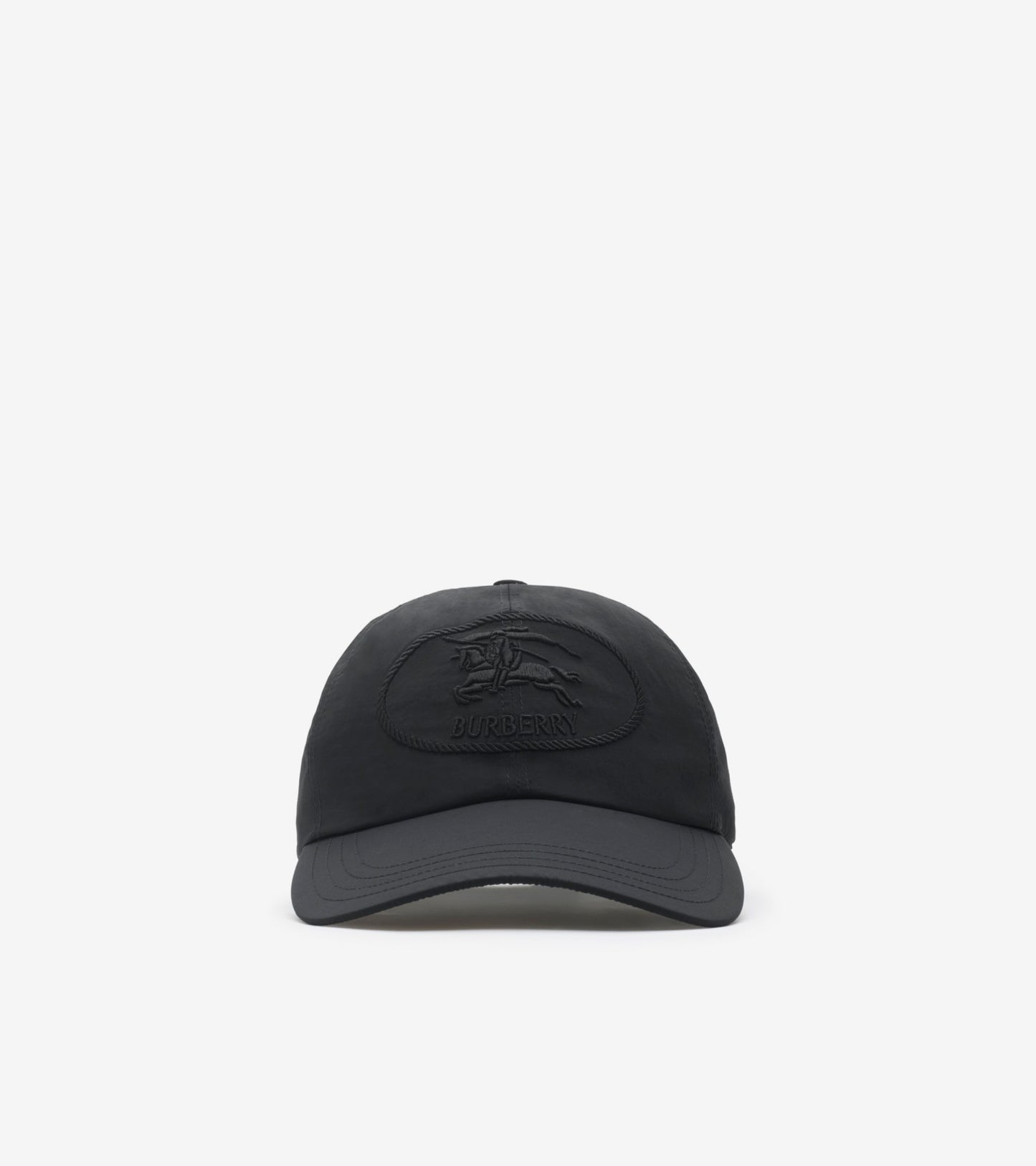 Knight Stamp Nylon Baseball Cap in Black/sand beige
