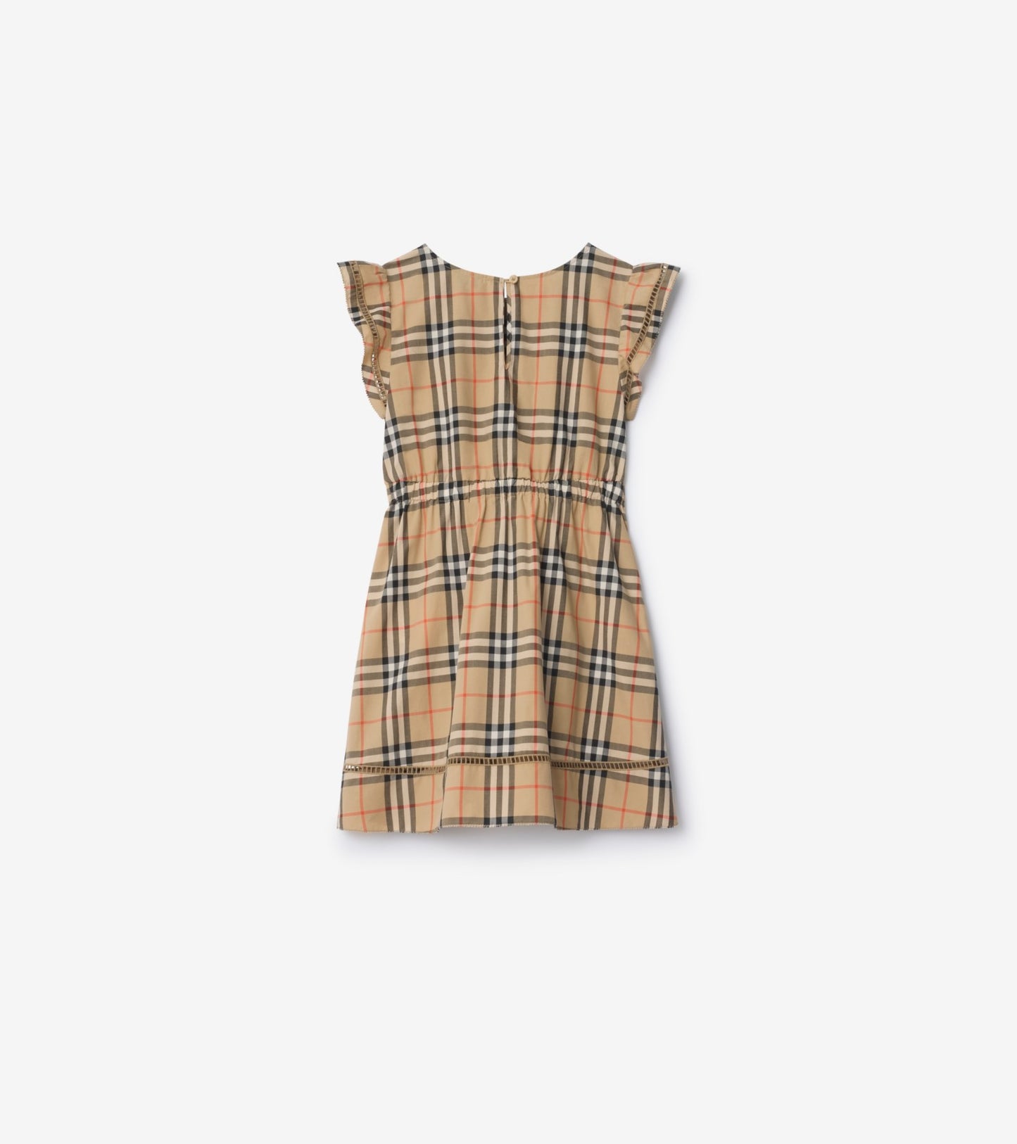 Check Cotton Dress in Sand beige