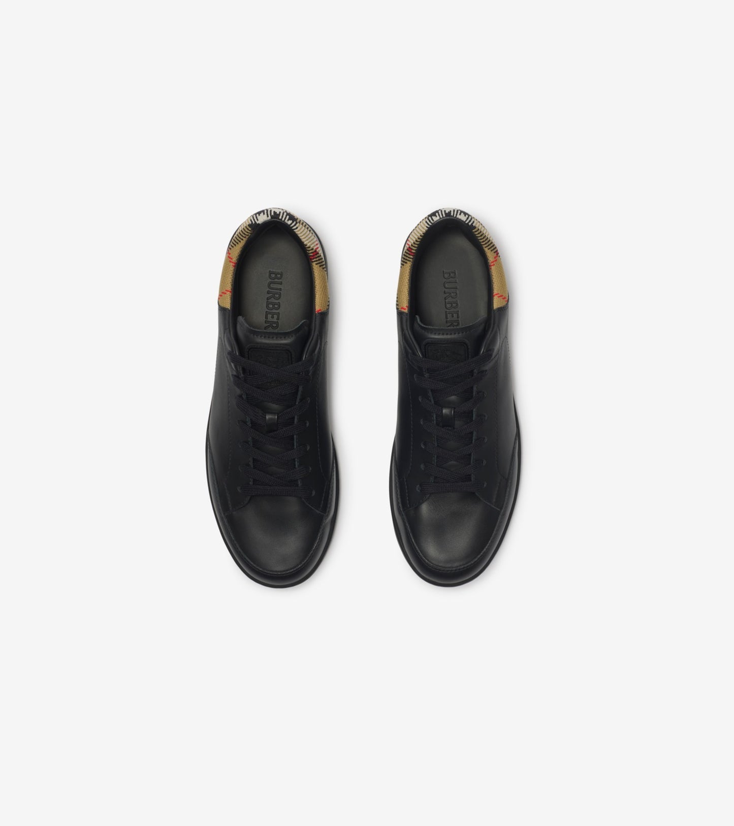 Leather Set Sneakers in Black/sand beige